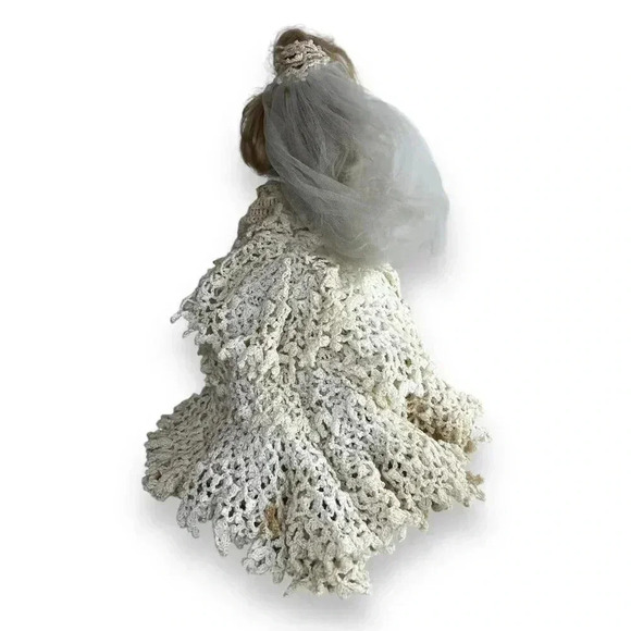 VINTAGE 60s 1966 BARBIE Doll BRIDE CROCHET KNIT Wedding Gown DRESS Mattel Inc - Picture 7 of 14